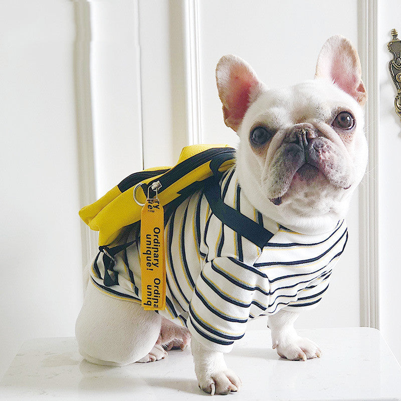 Striped T-Shirt with Yellow Backpack