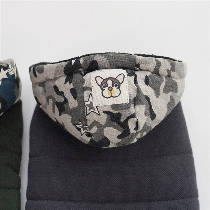 Camo Design Padded Dog Coat - Green/Grey