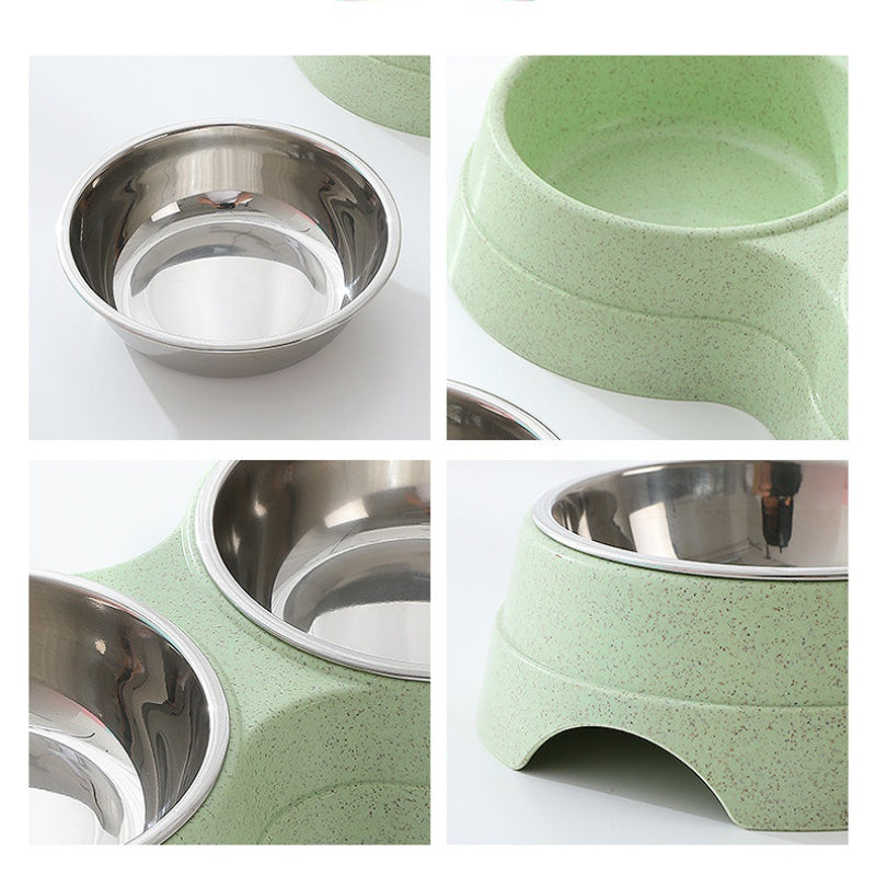 Pastel Stainless Steel Double Food and Water Bowl - Blue/Green/Pink