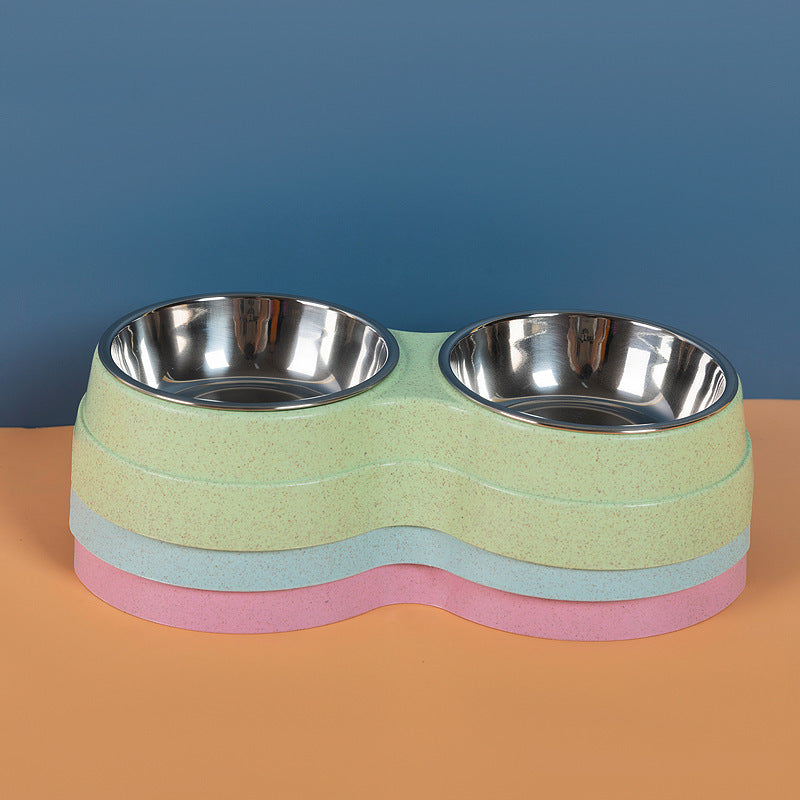 Pastel Stainless Steel Double Food and Water Bowl - Blue/Green/Pink