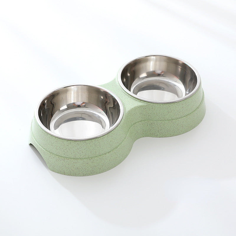 Pastel Stainless Steel Double Food and Water Bowl - Blue/Green/Pink