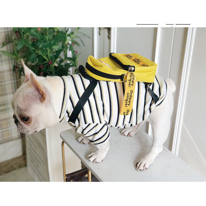 Striped T-Shirt with Yellow Backpack