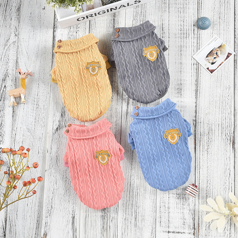 Lightweight Knitted Pastel Dog Jumper - Blue/Grey/Yellow/Pink