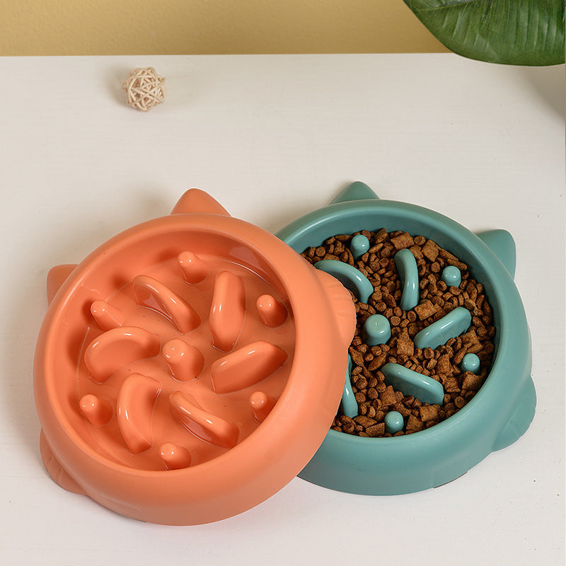 Slow Feeder Dog Bowl - Green/Orange/Pink