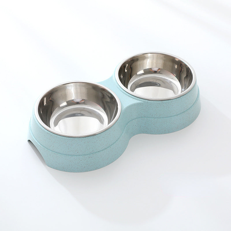 Pastel Stainless Steel Double Food and Water Bowl - Blue/Green/Pink