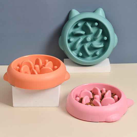 Slow Feeder Dog Bowl - Green/Orange/Pink